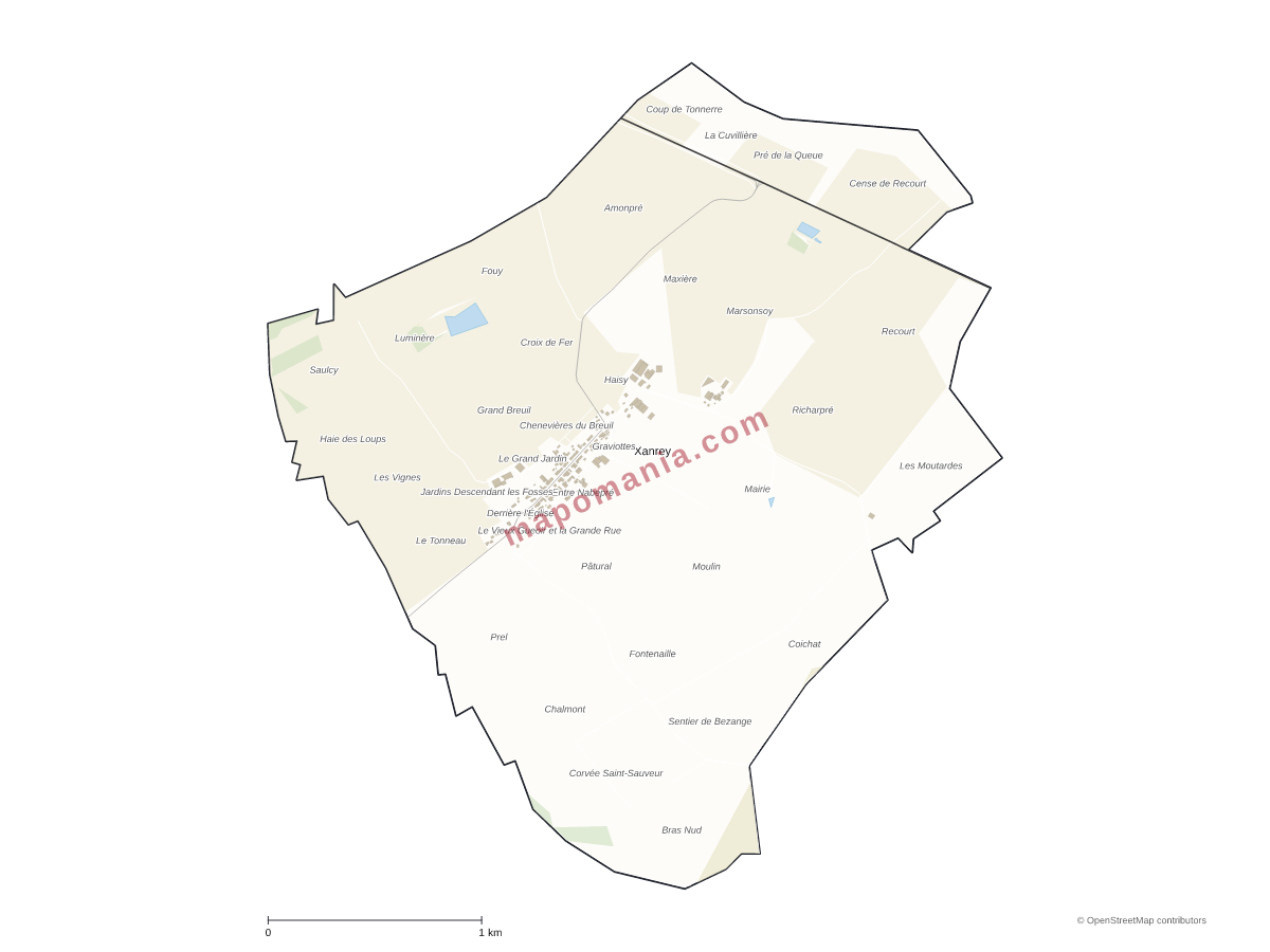 Carte de Xanrey à personnaliser