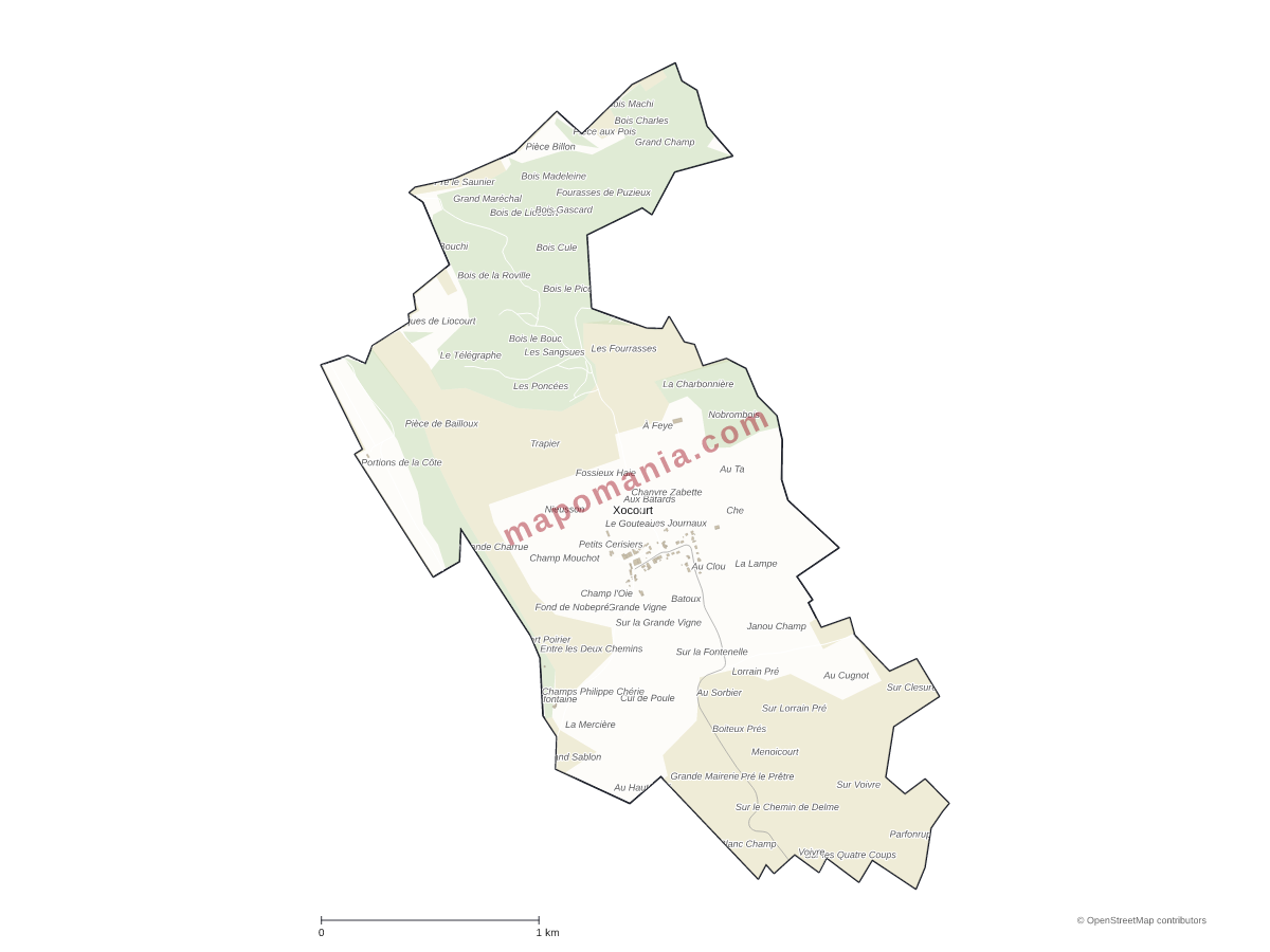 Carte de Xocourt à personnaliser