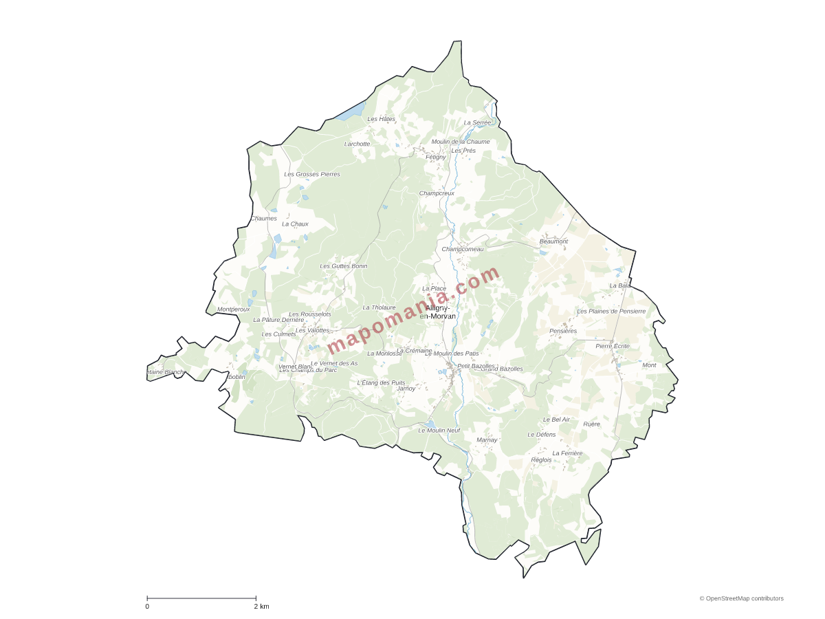 Carte de Alligny-en-Morvan à personnaliser
