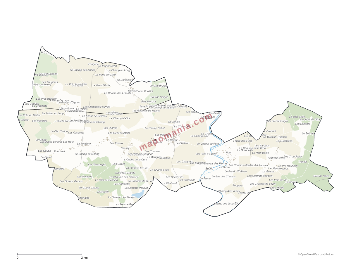 Carte de Alluy à personnaliser