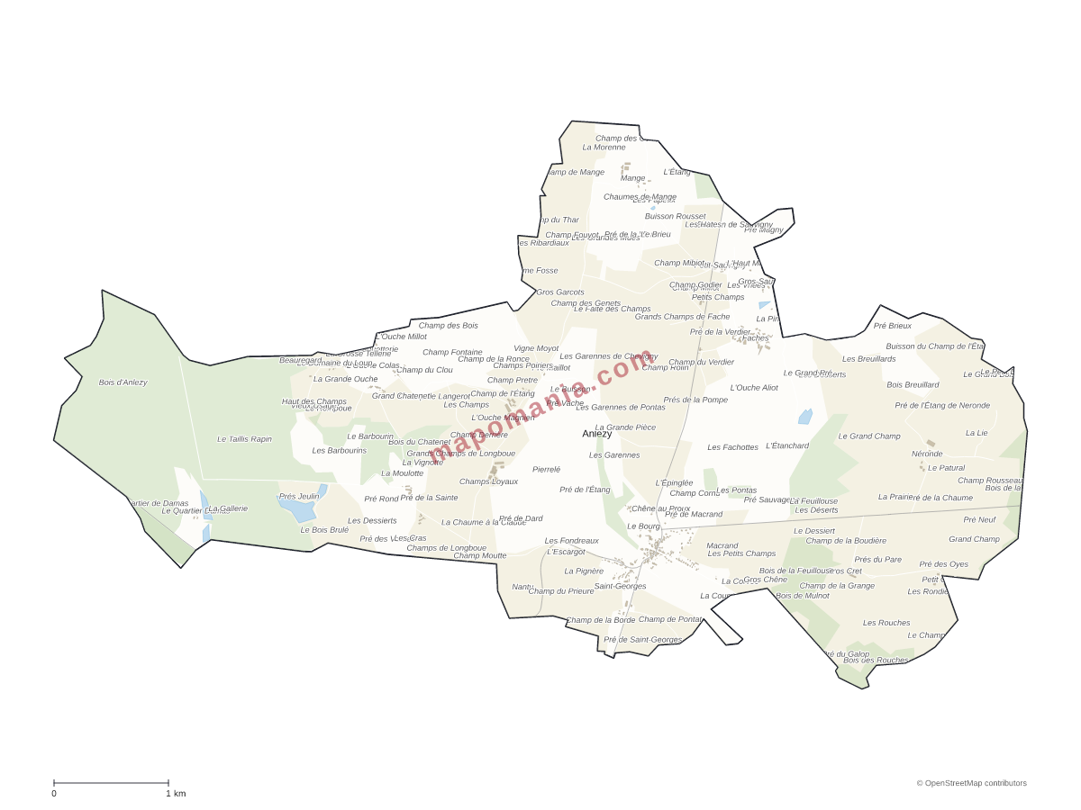 Carte de Anlezy à personnaliser