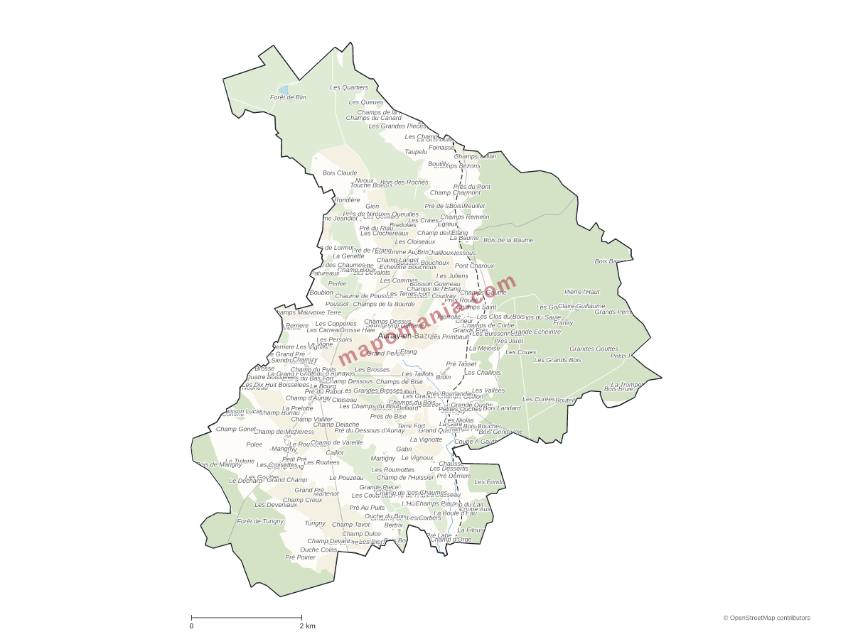 Carte de Aunay-en-Bazois à personnaliser
