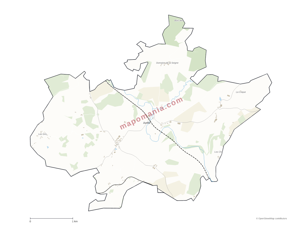 Carte de Avrée à personnaliser