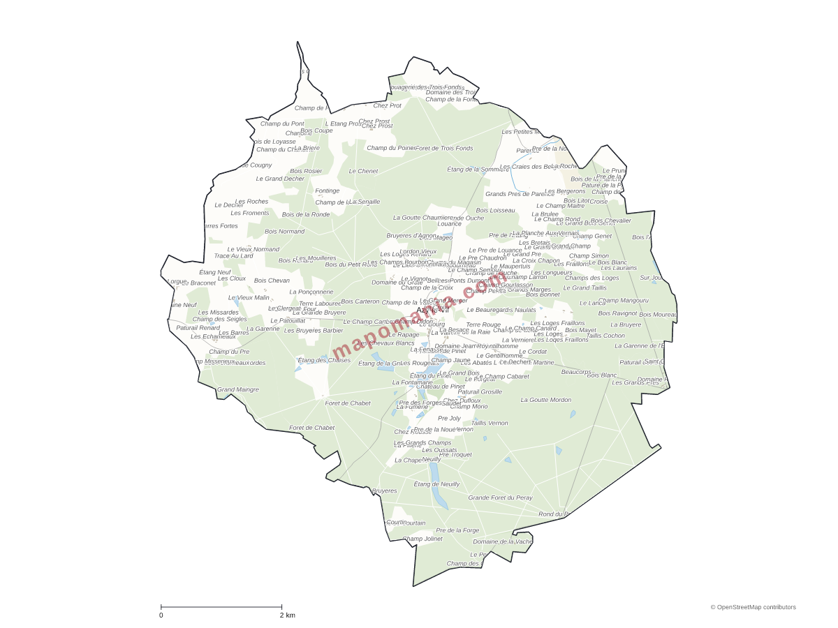 Carte de Azy-le-Vif à personnaliser
