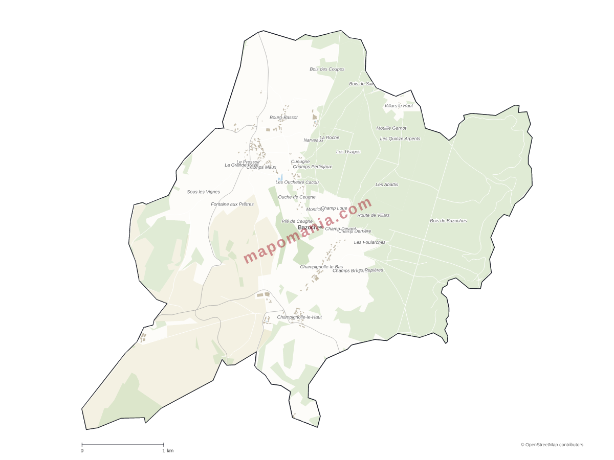 Carte de Bazoches à personnaliser