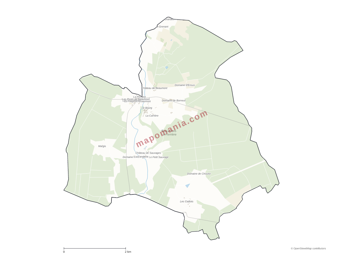 Carte de Beaumont-la-Ferrière à personnaliser