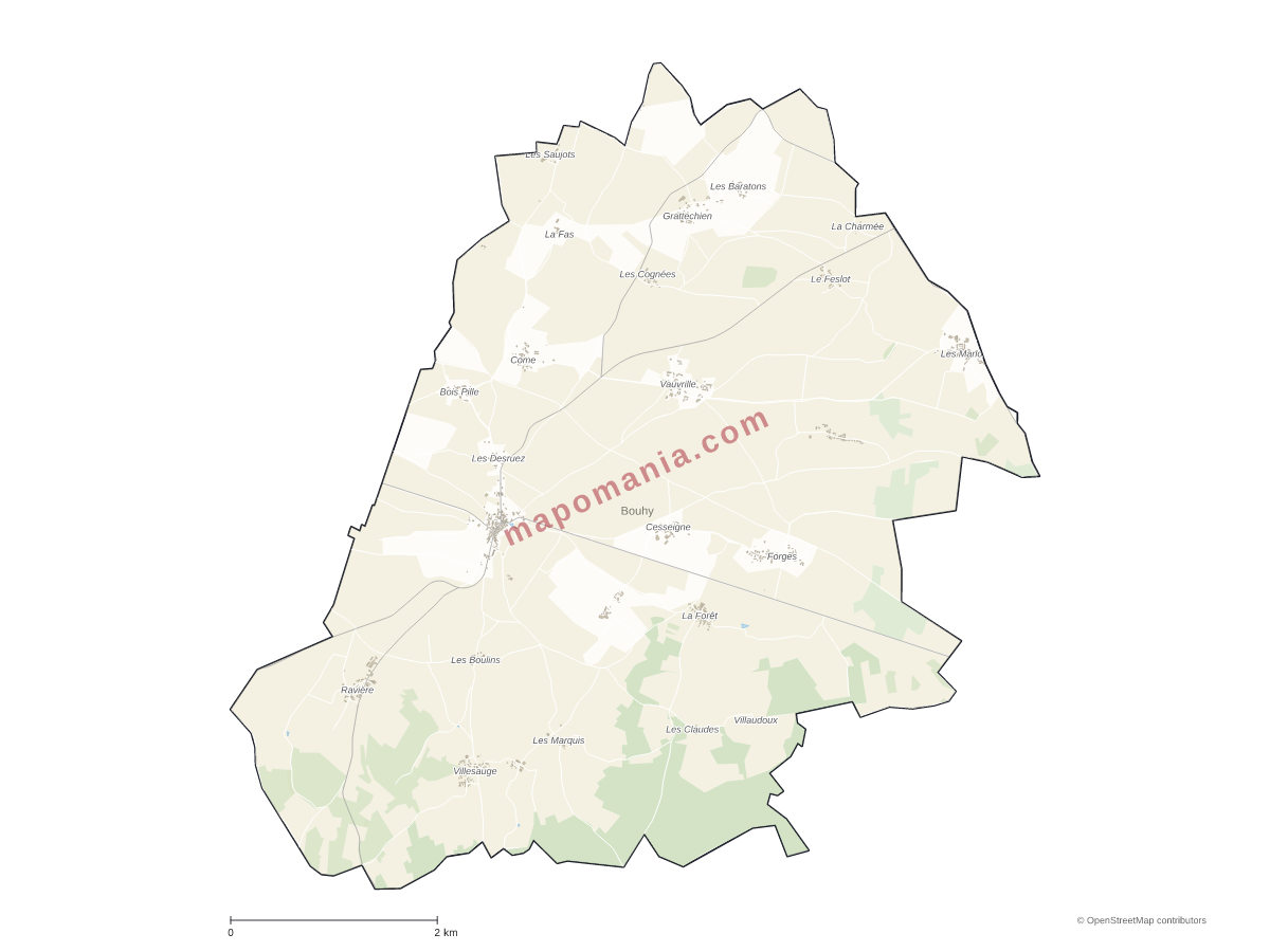 Carte de Bouhy à personnaliser