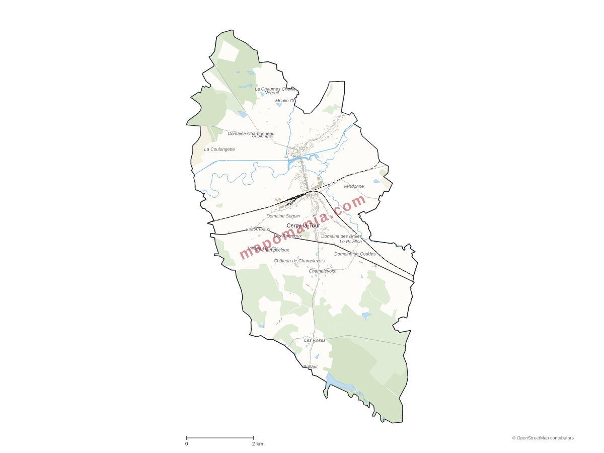 Carte de Cercy-la-Tour à personnaliser