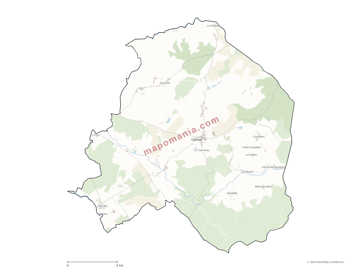 Carte de Cervon à personnaliser