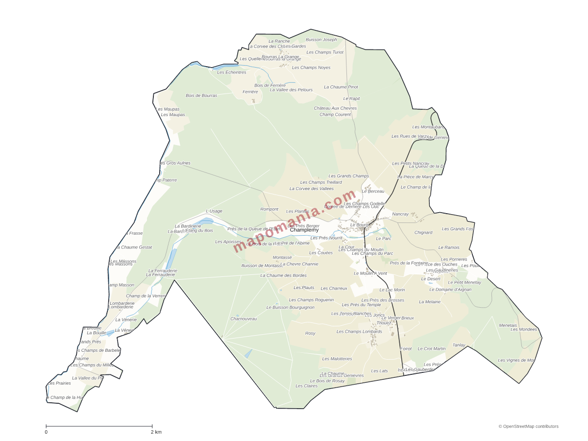 Carte de Champlemy à personnaliser