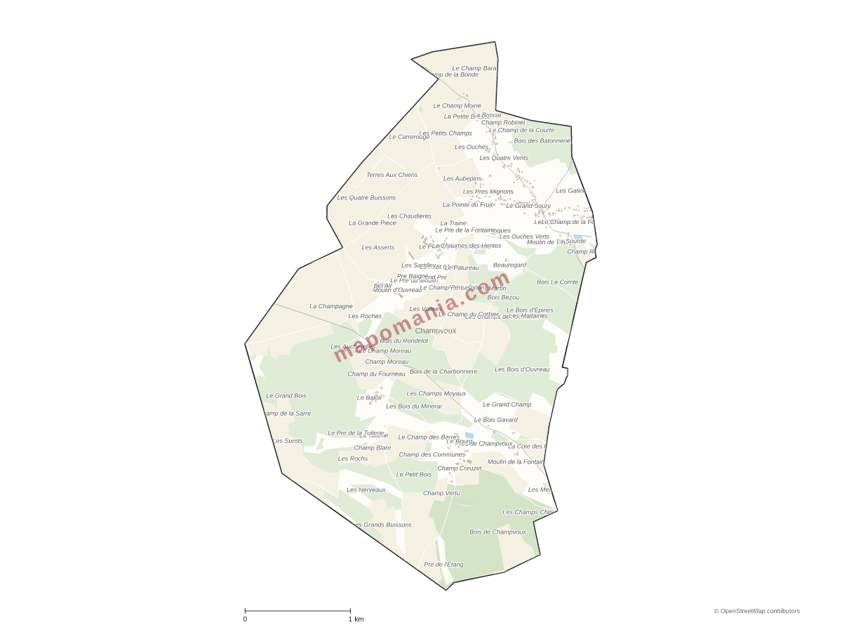 Carte de Champvoux à personnaliser