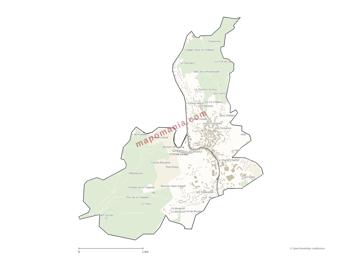Carte de Château-Chinon (Ville) à personnaliser