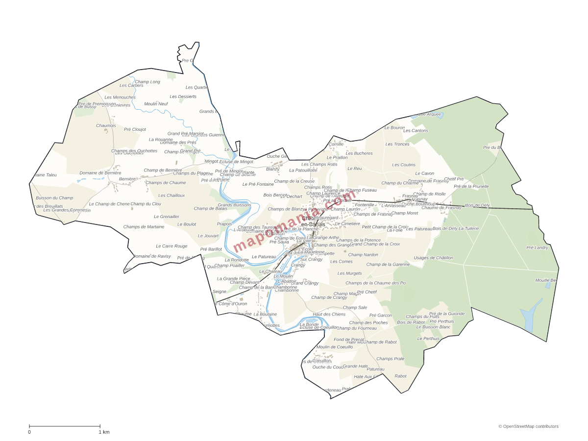 Carte de Châtillon-en-Bazois à personnaliser