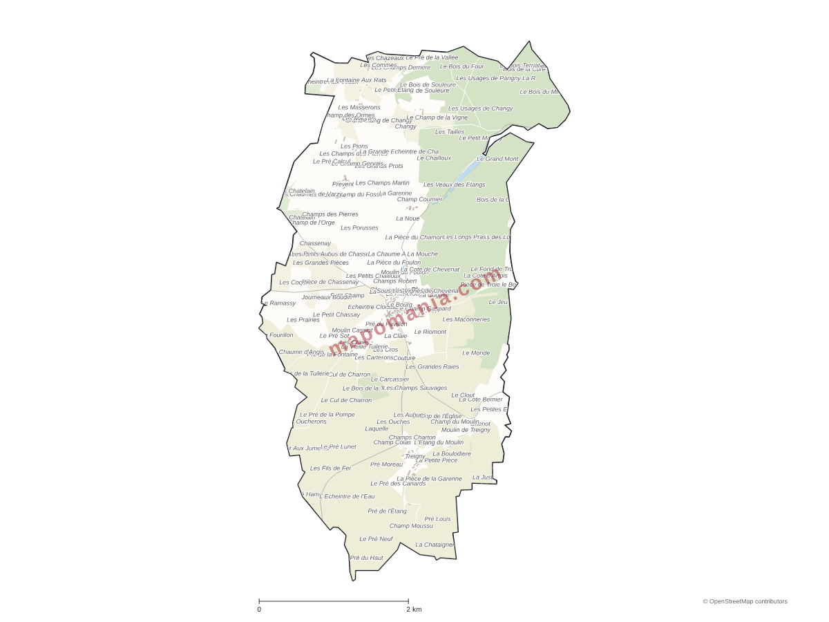 Carte de Chevannes-Changy à personnaliser