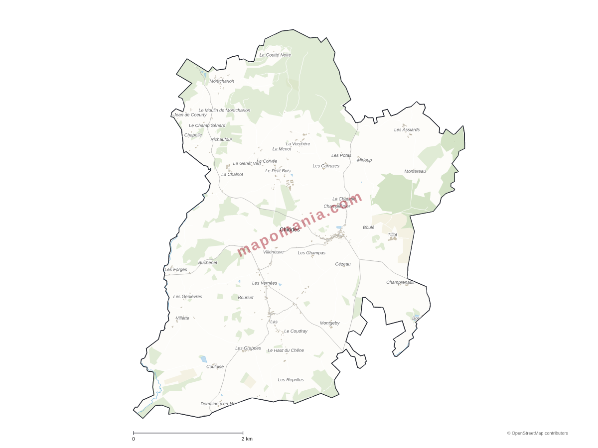 Carte de Chiddes à personnaliser
