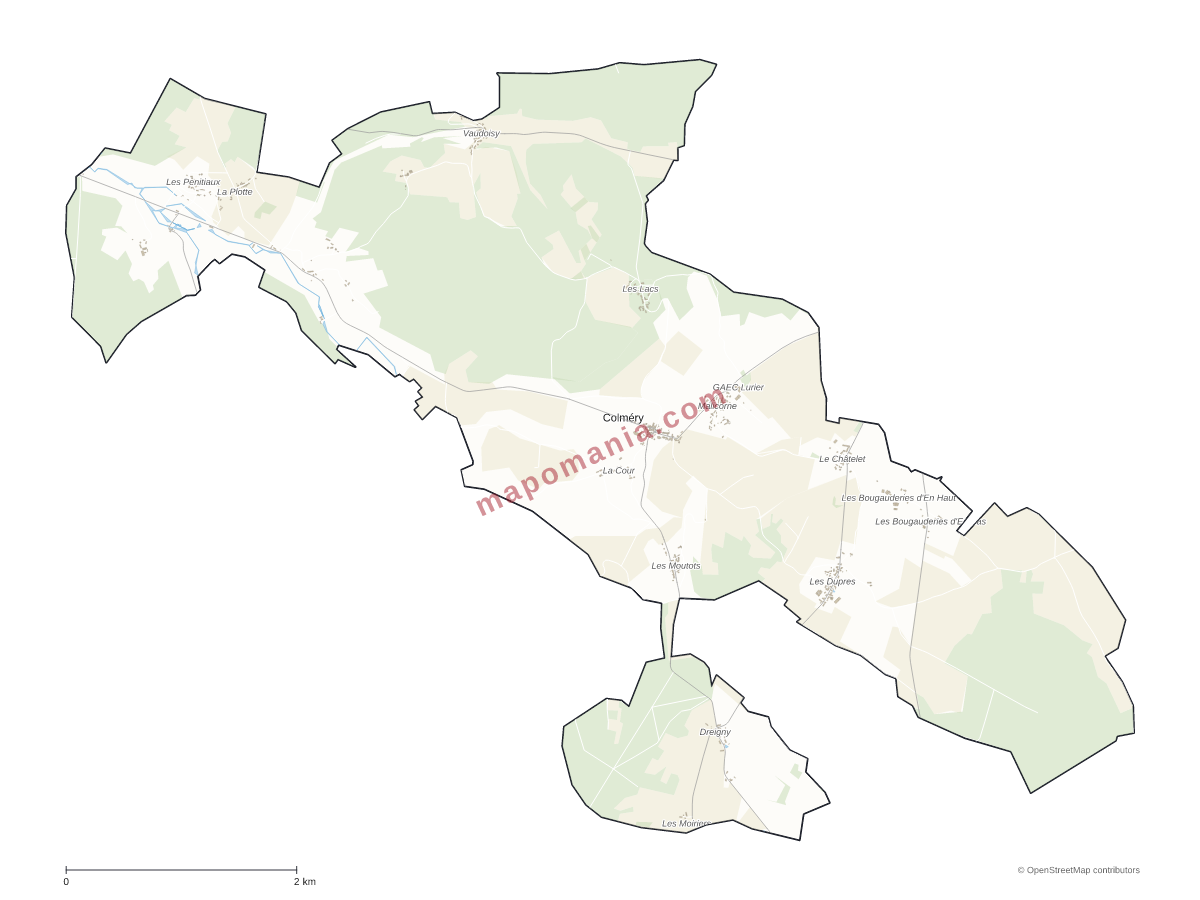 Carte de Colméry à personnaliser
