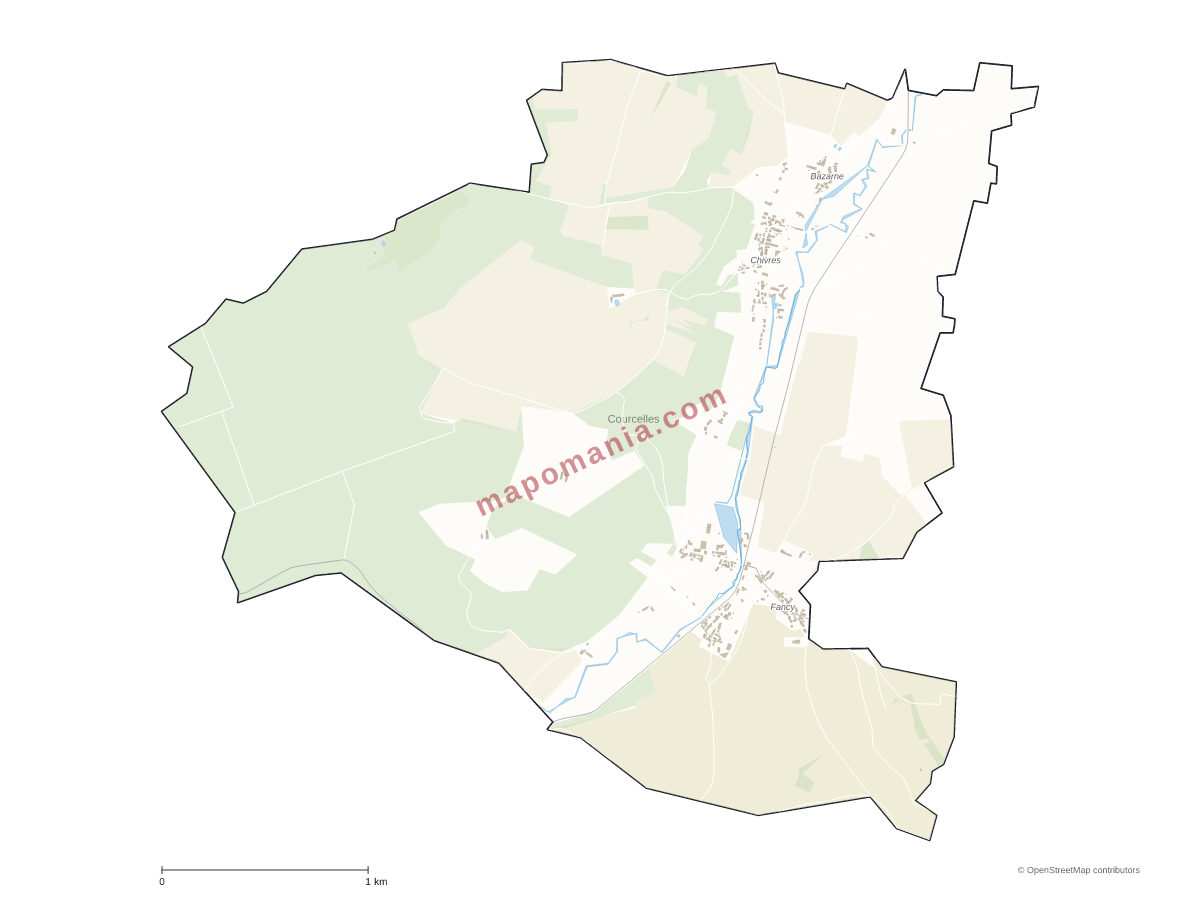 Carte de Courcelles à personnaliser