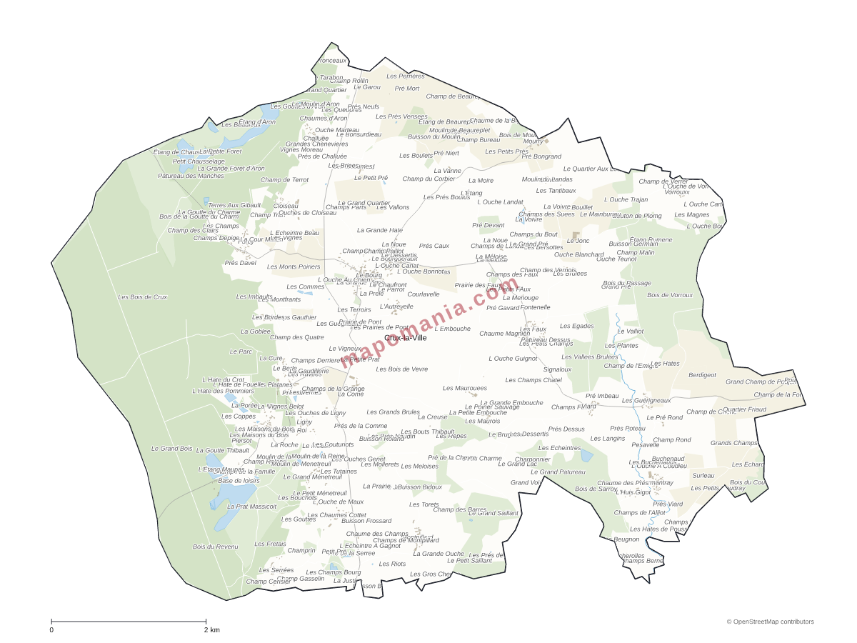Carte de Crux-la-Ville à personnaliser