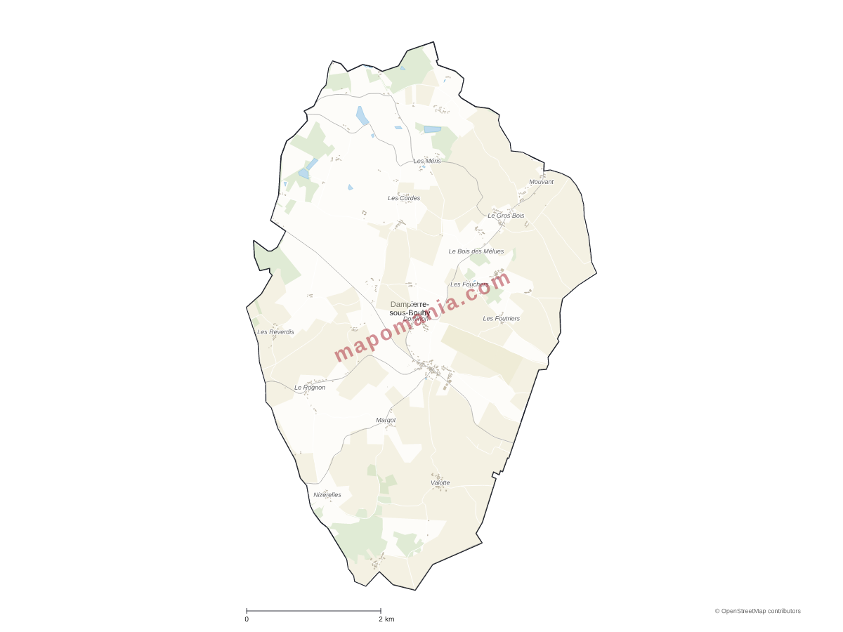 Carte de Dampierre-sous-Bouhy à personnaliser