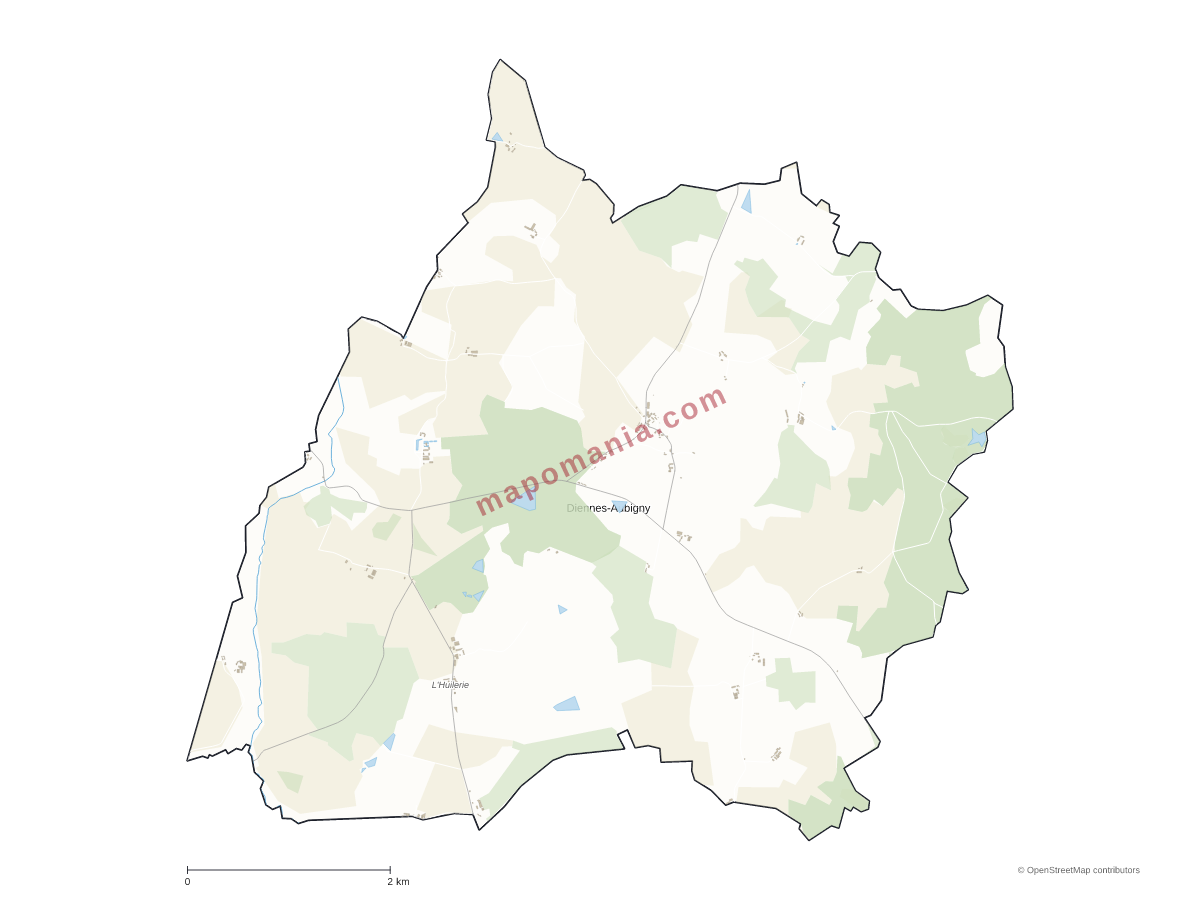 Carte de Diennes-Aubigny à personnaliser