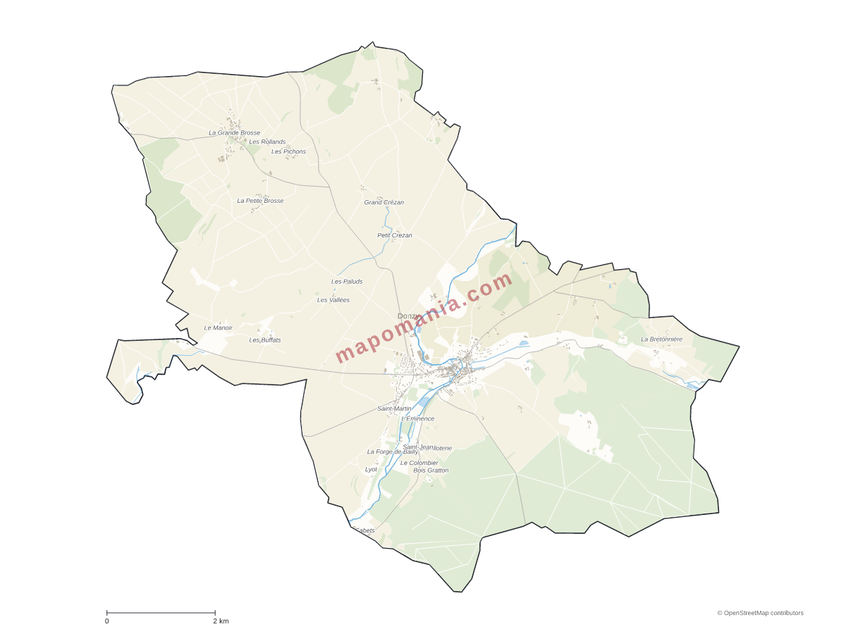 Carte de Donzy à personnaliser