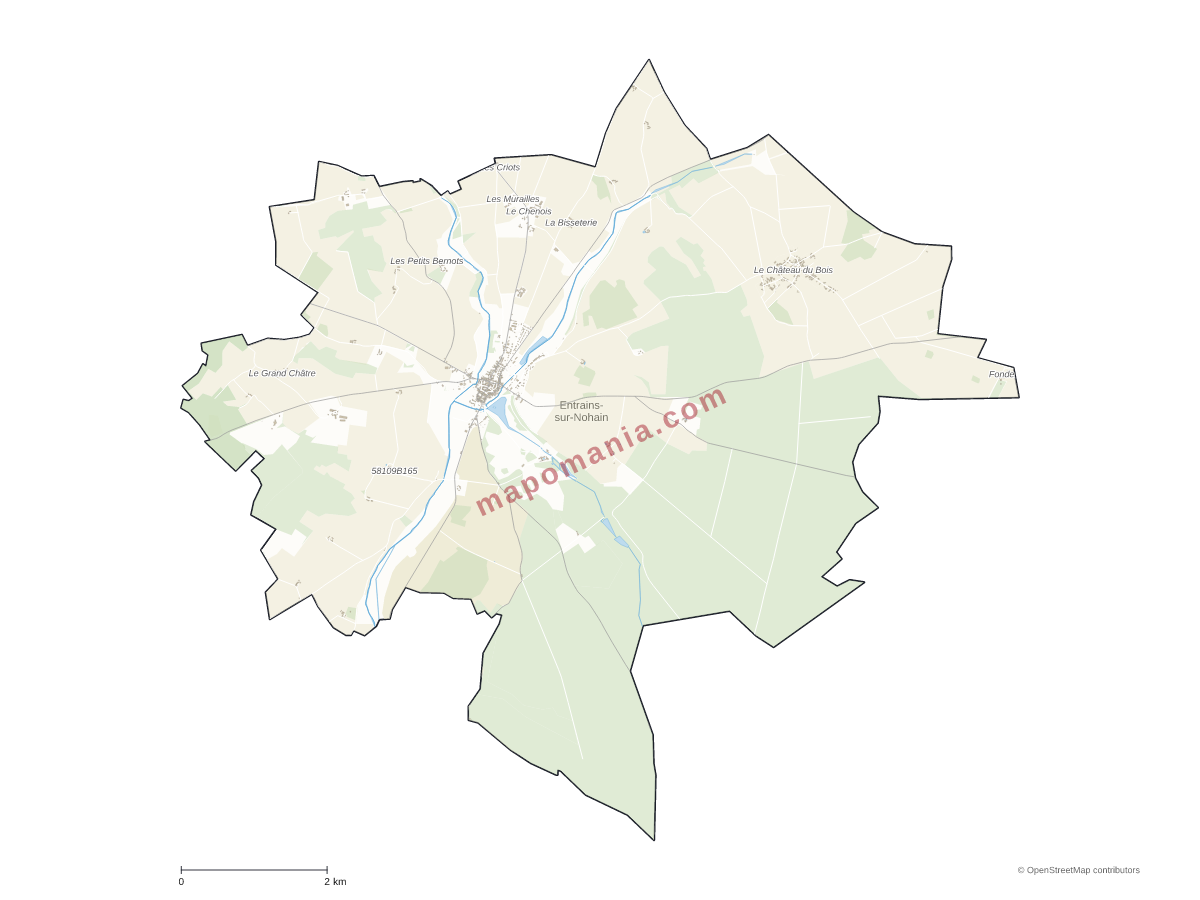 Carte de Entrains-sur-Nohain à personnaliser