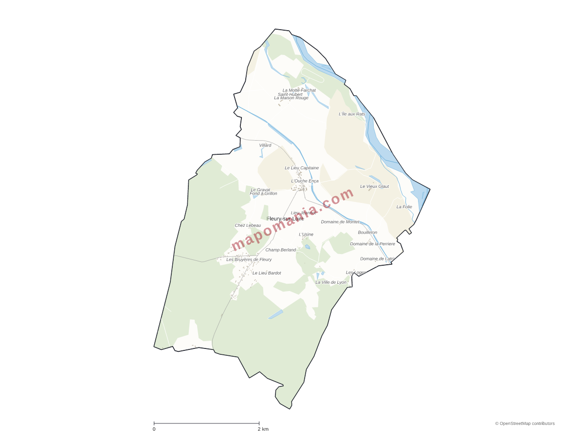 Carte de Fleury-sur-Loire à personnaliser