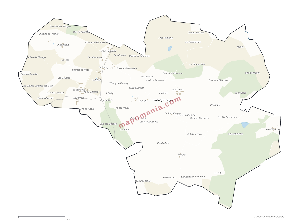 Carte de Frasnay-Reugny à personnaliser