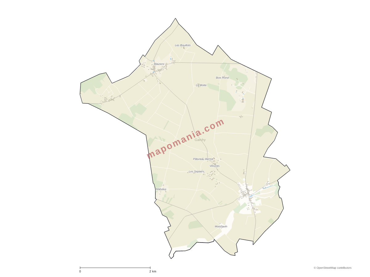 Carte de Garchy à personnaliser