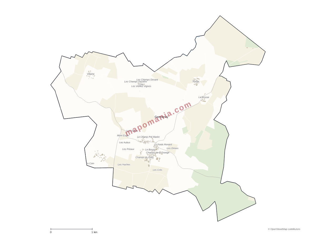 Carte de Germenay à personnaliser