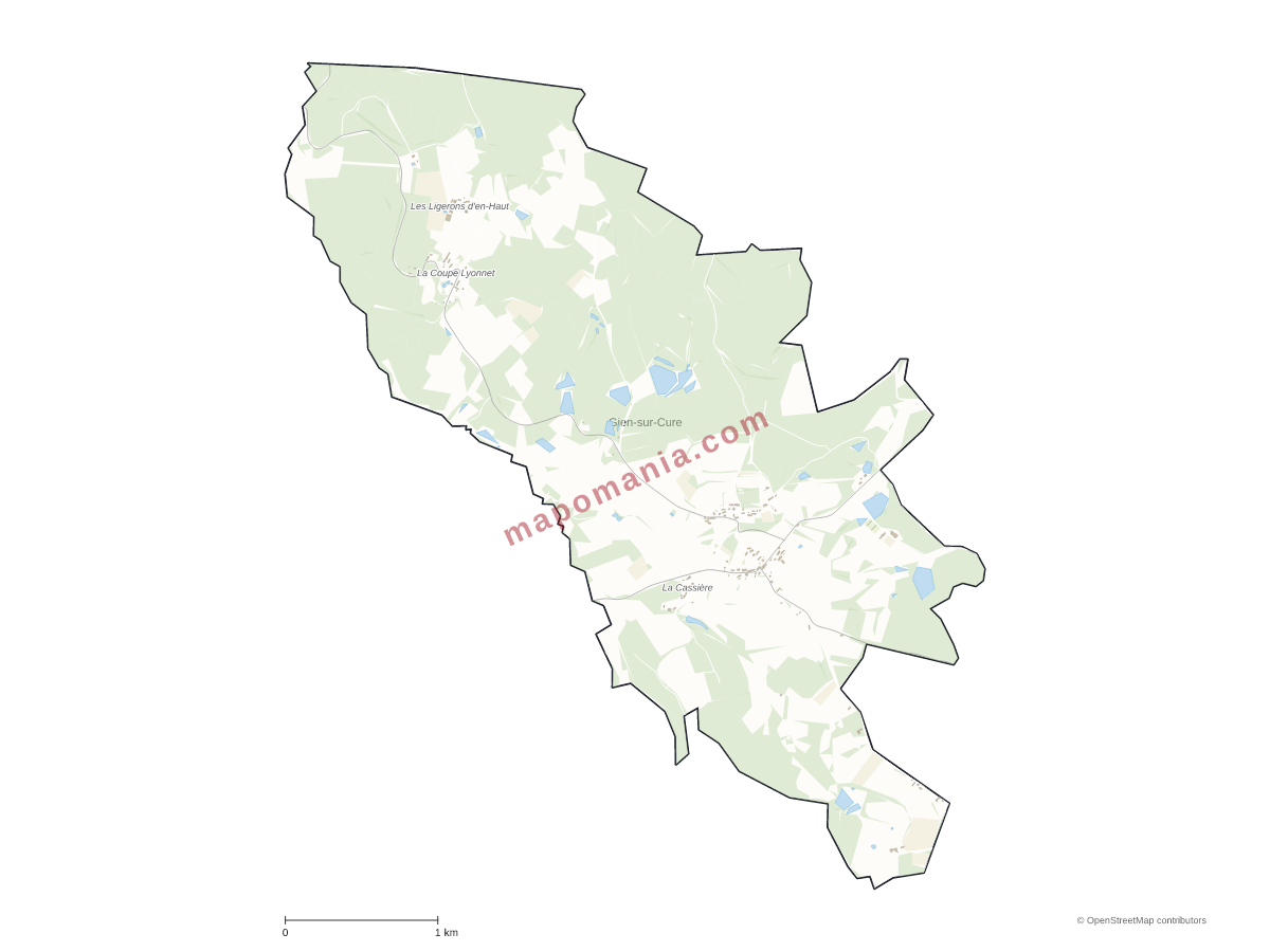 Carte de Gien-sur-Cure à personnaliser