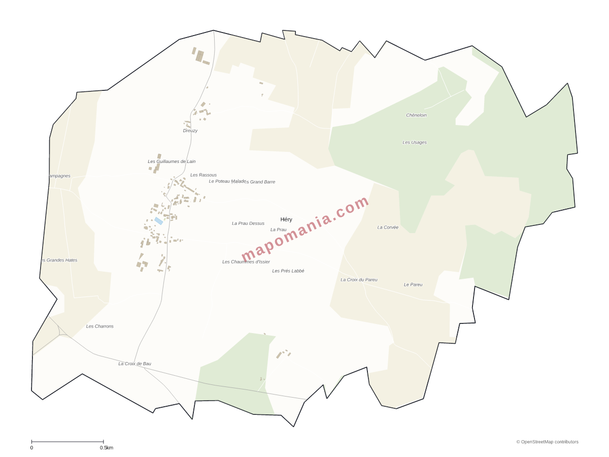 Carte de Héry à personnaliser