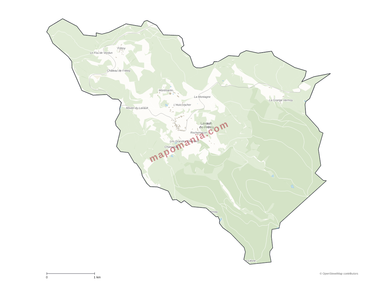 Carte de Lavault-de-Frétoy à personnaliser