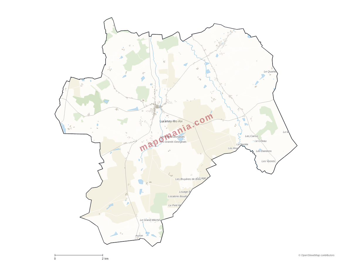 Carte de Lucenay-lès-Aix à personnaliser