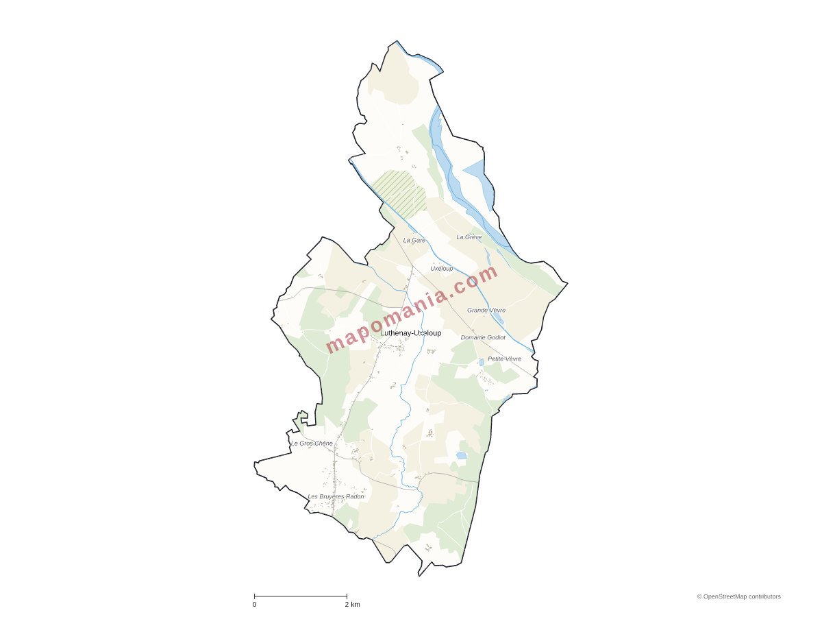 Carte de Luthenay-Uxeloup à personnaliser