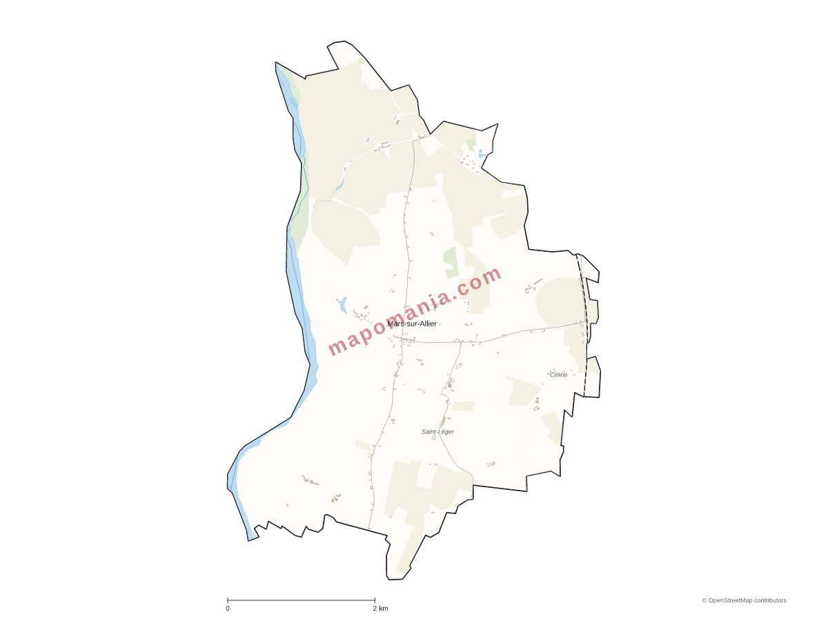 Carte de Mars-sur-Allier à personnaliser