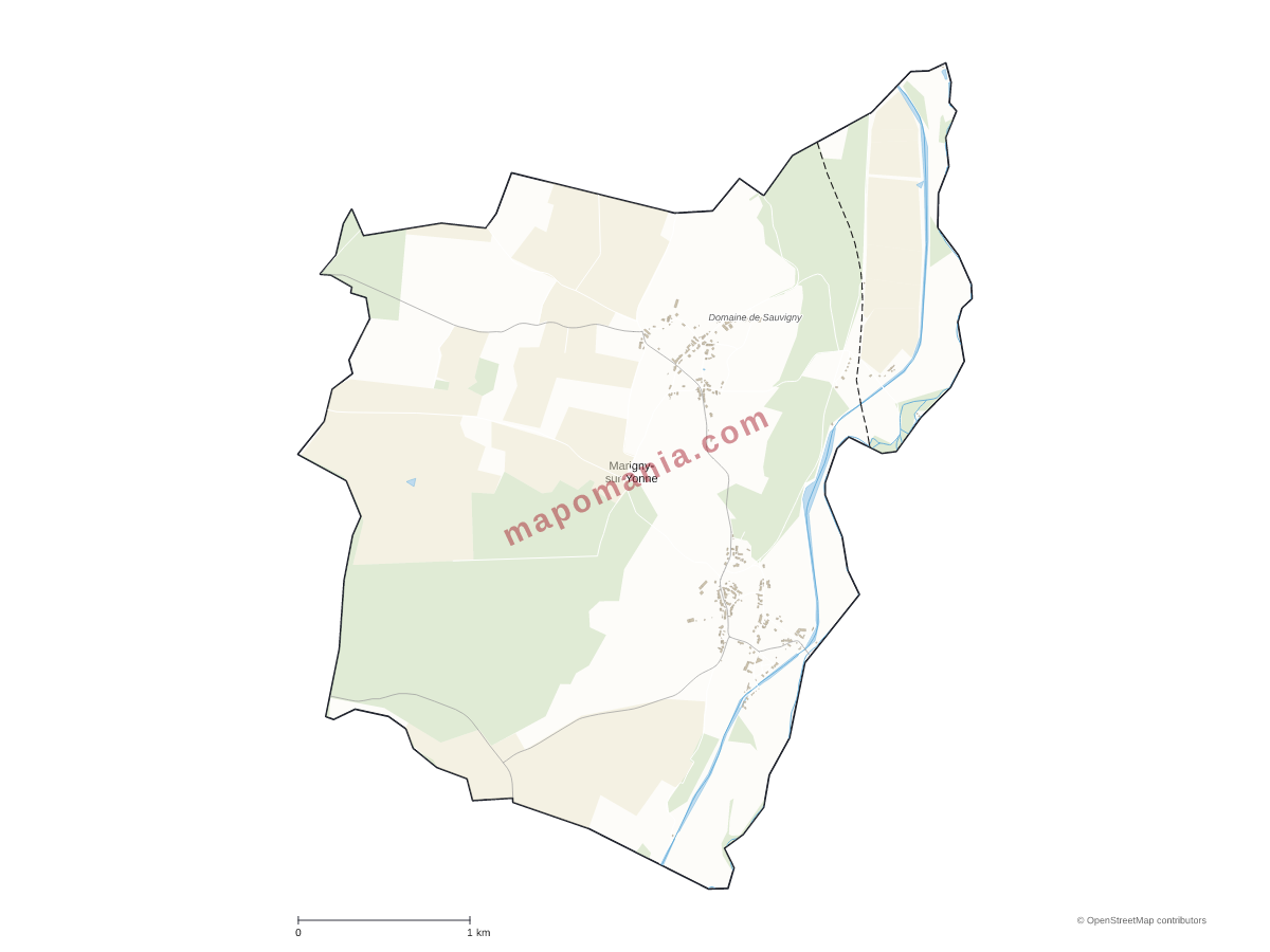 Carte de Marigny-sur-Yonne à personnaliser