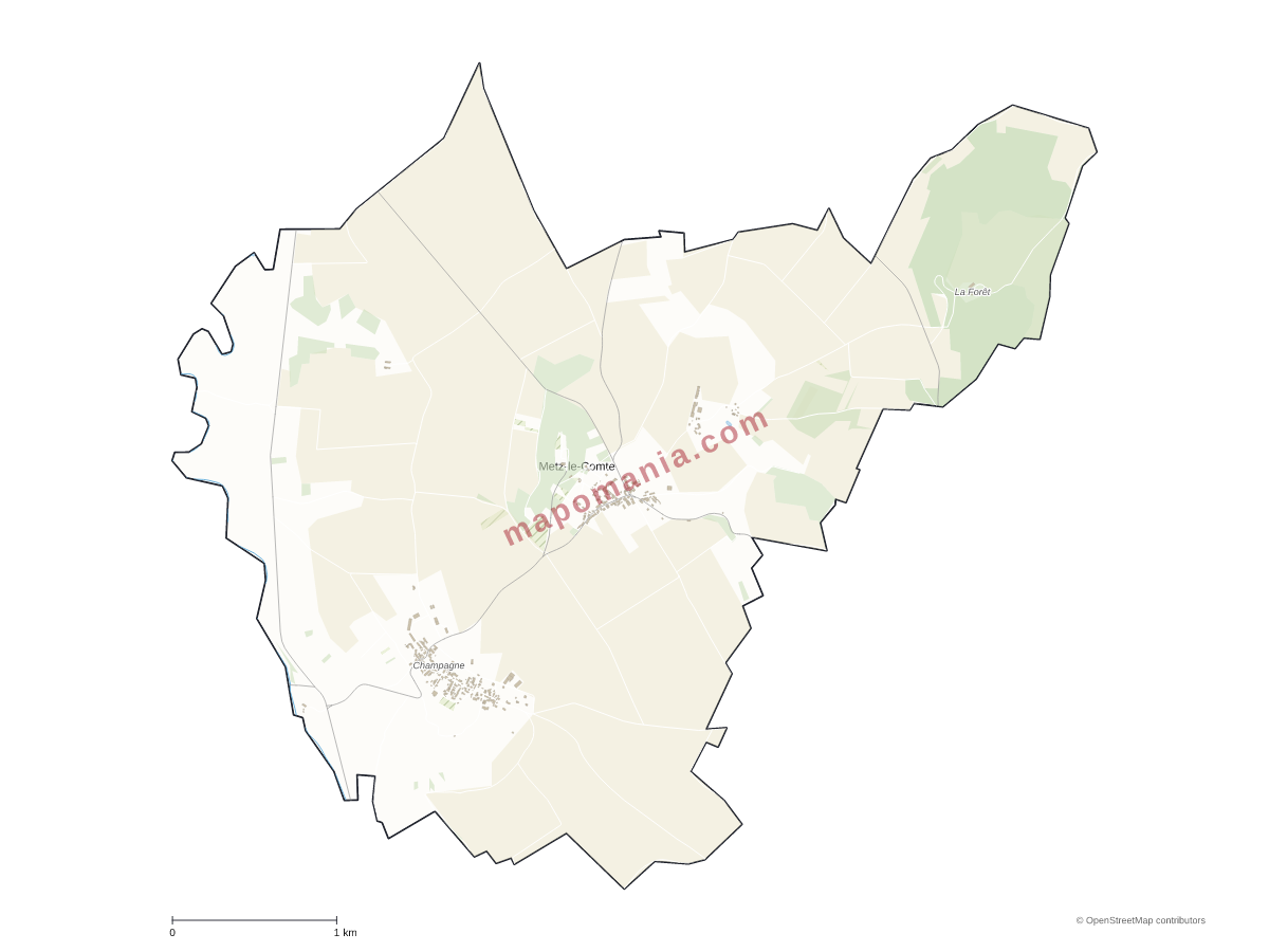 Carte de Metz-le-Comte à personnaliser
