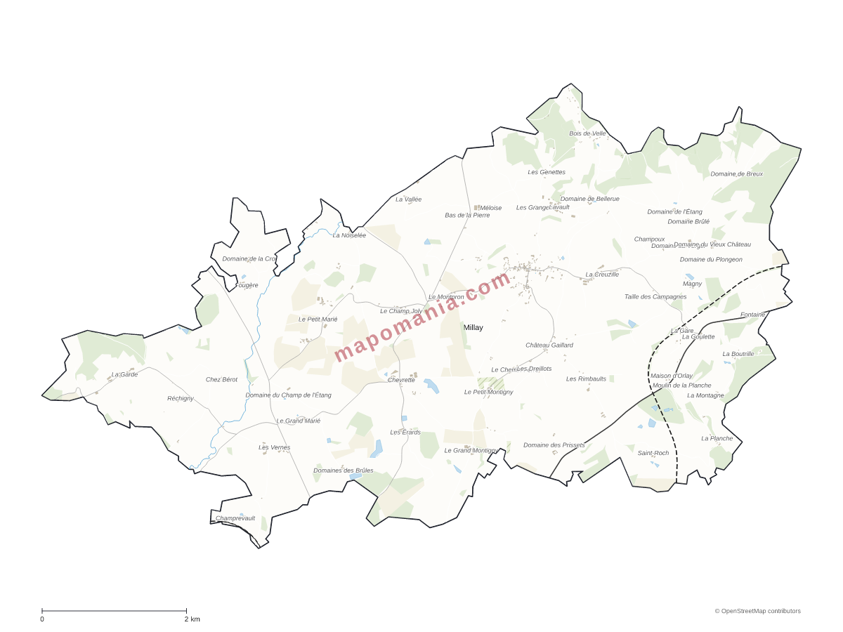 Carte de Millay à personnaliser