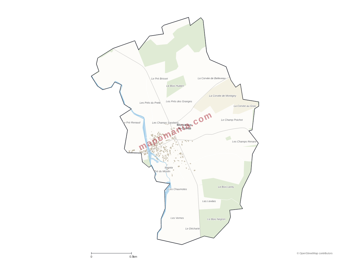 Carte de Monceaux-le-Comte à personnaliser