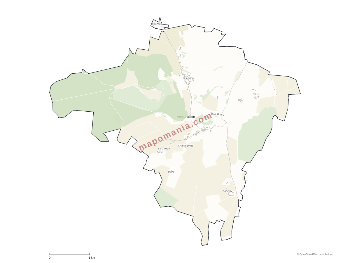 Carte de Montenoison à personnaliser