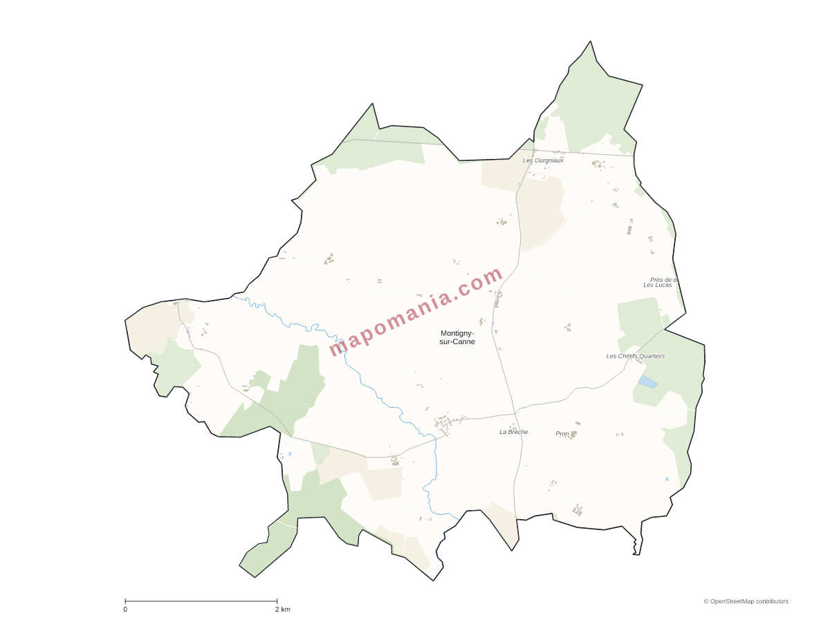 Carte de Montigny-sur-Canne à personnaliser