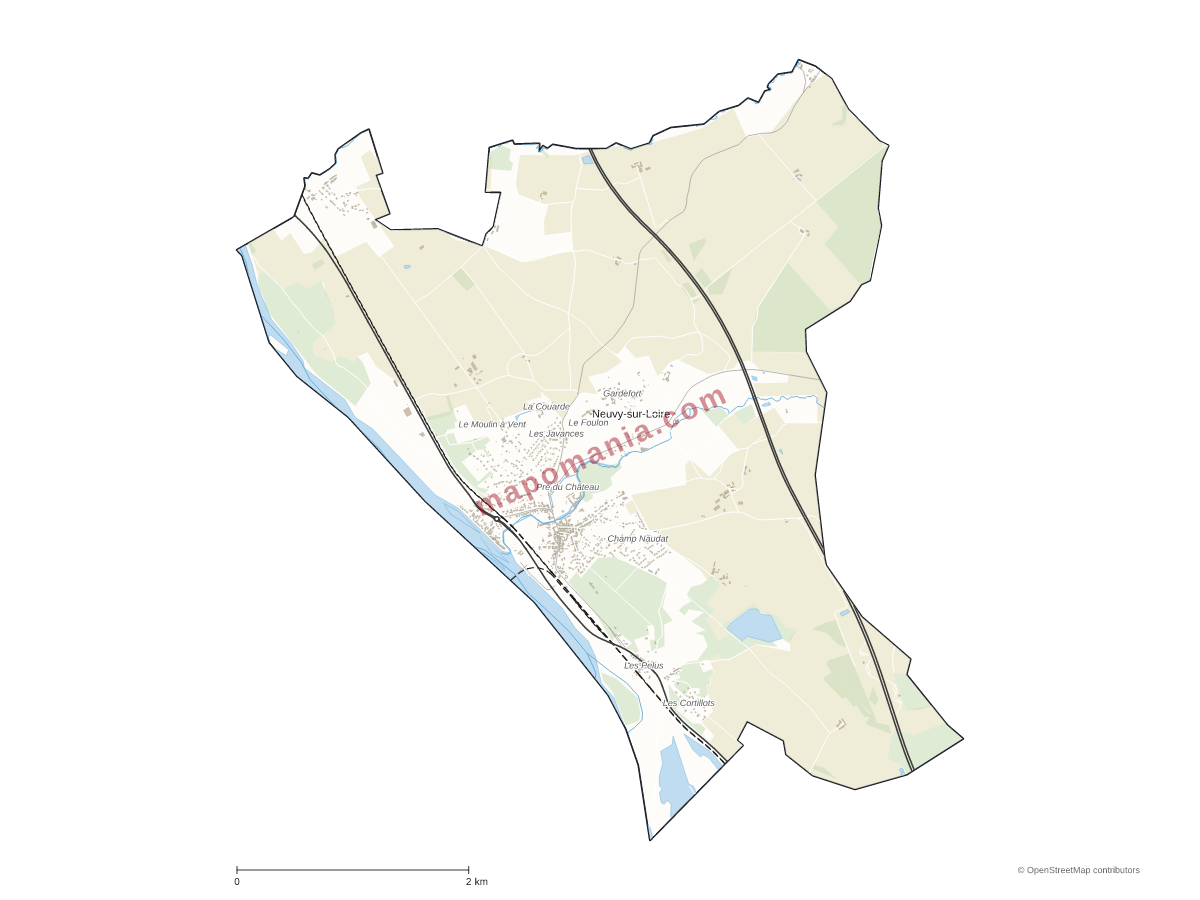 Carte de Neuvy-sur-Loire à personnaliser