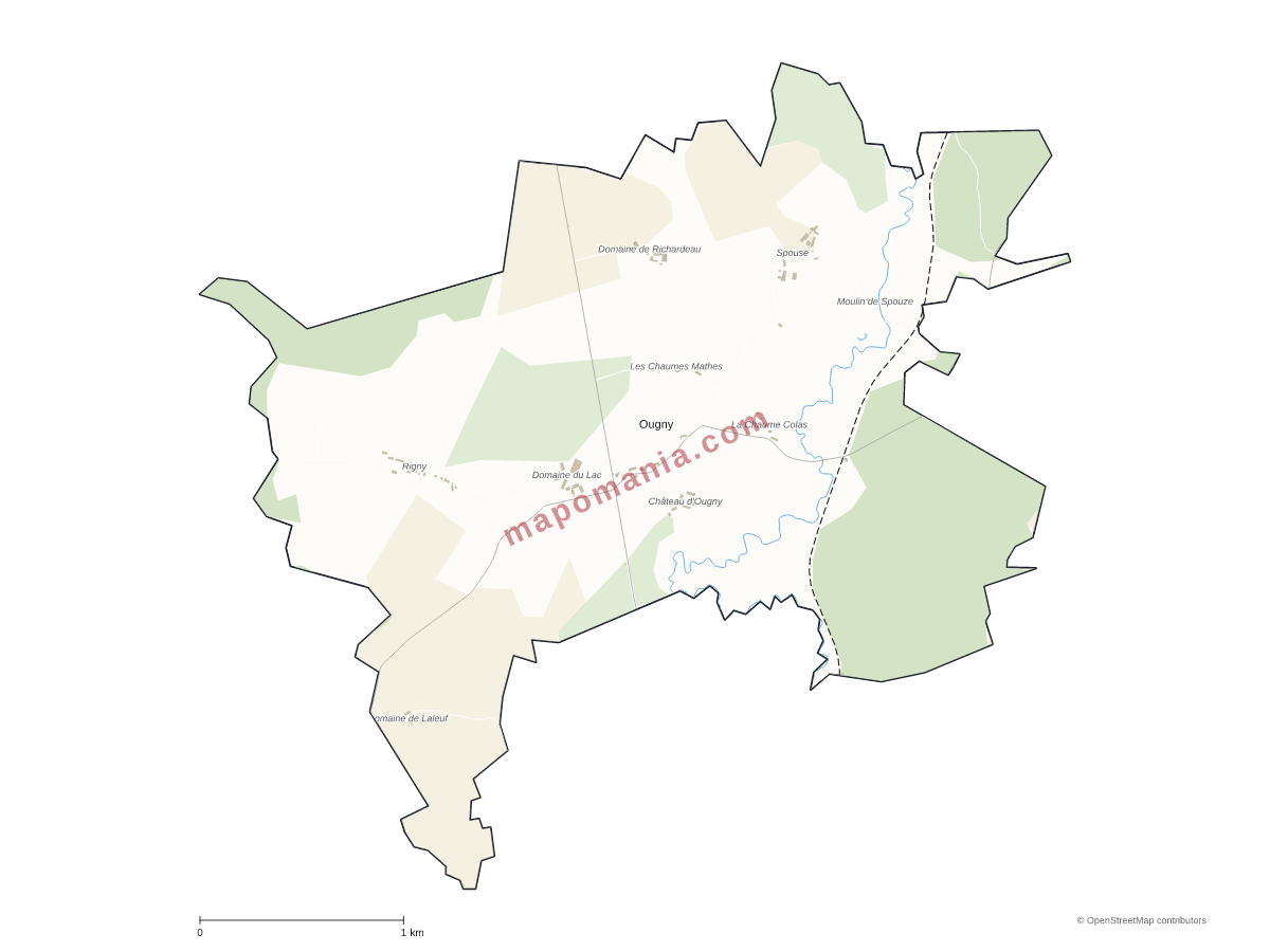 Carte de Ougny à personnaliser