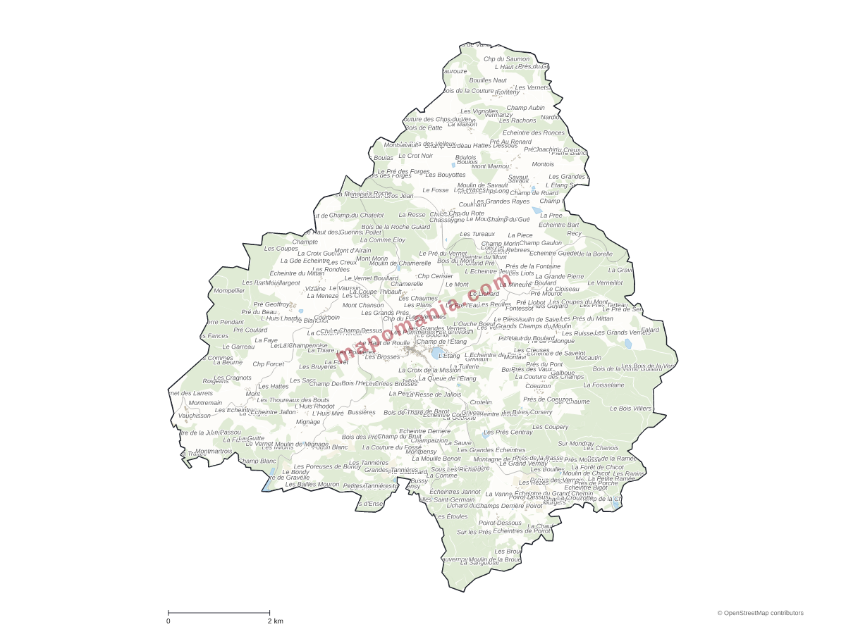 Carte de Ouroux-en-Morvan à personnaliser