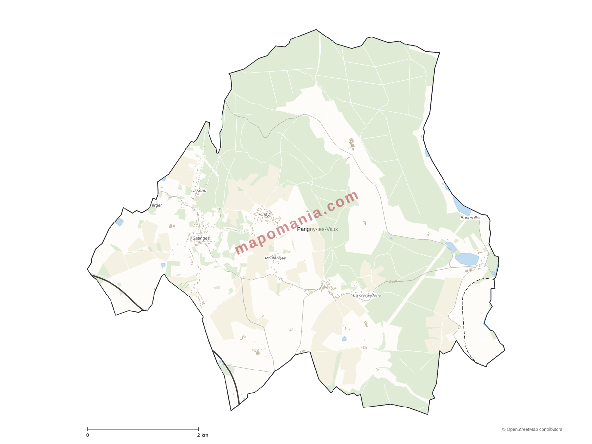 Carte de Parigny-les-Vaux à personnaliser