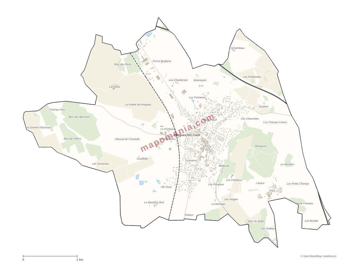 Carte de Pougues-les-Eaux à personnaliser