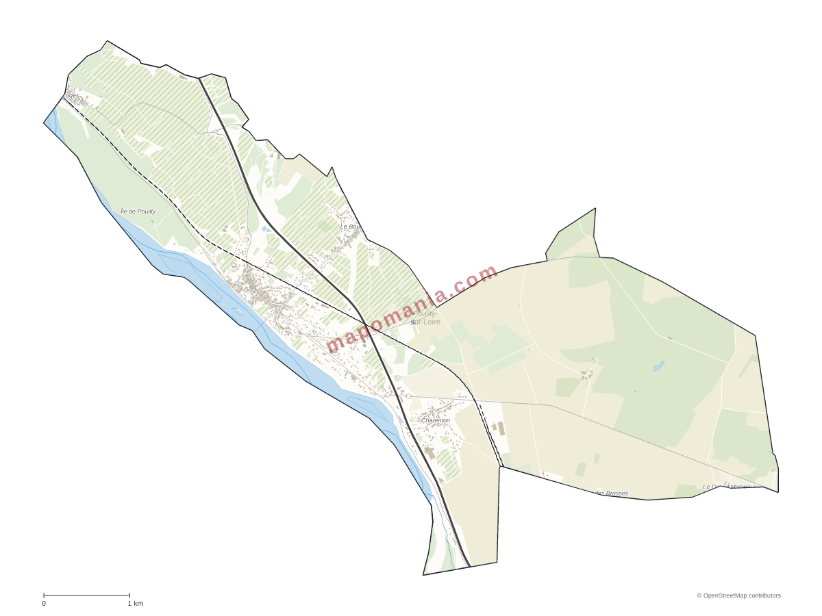Carte de Pouilly-sur-Loire à personnaliser