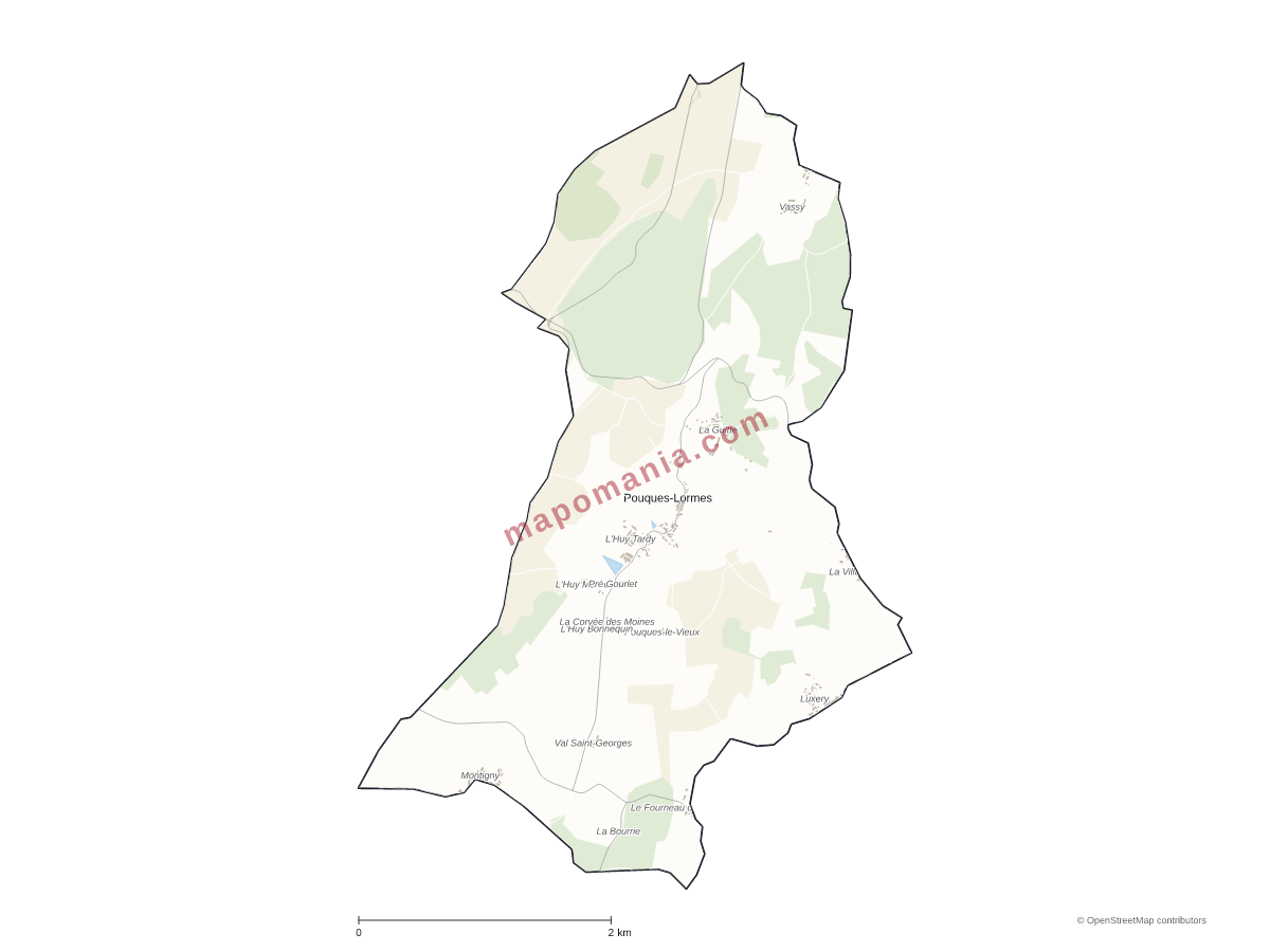 Carte de Pouques-Lormes à personnaliser