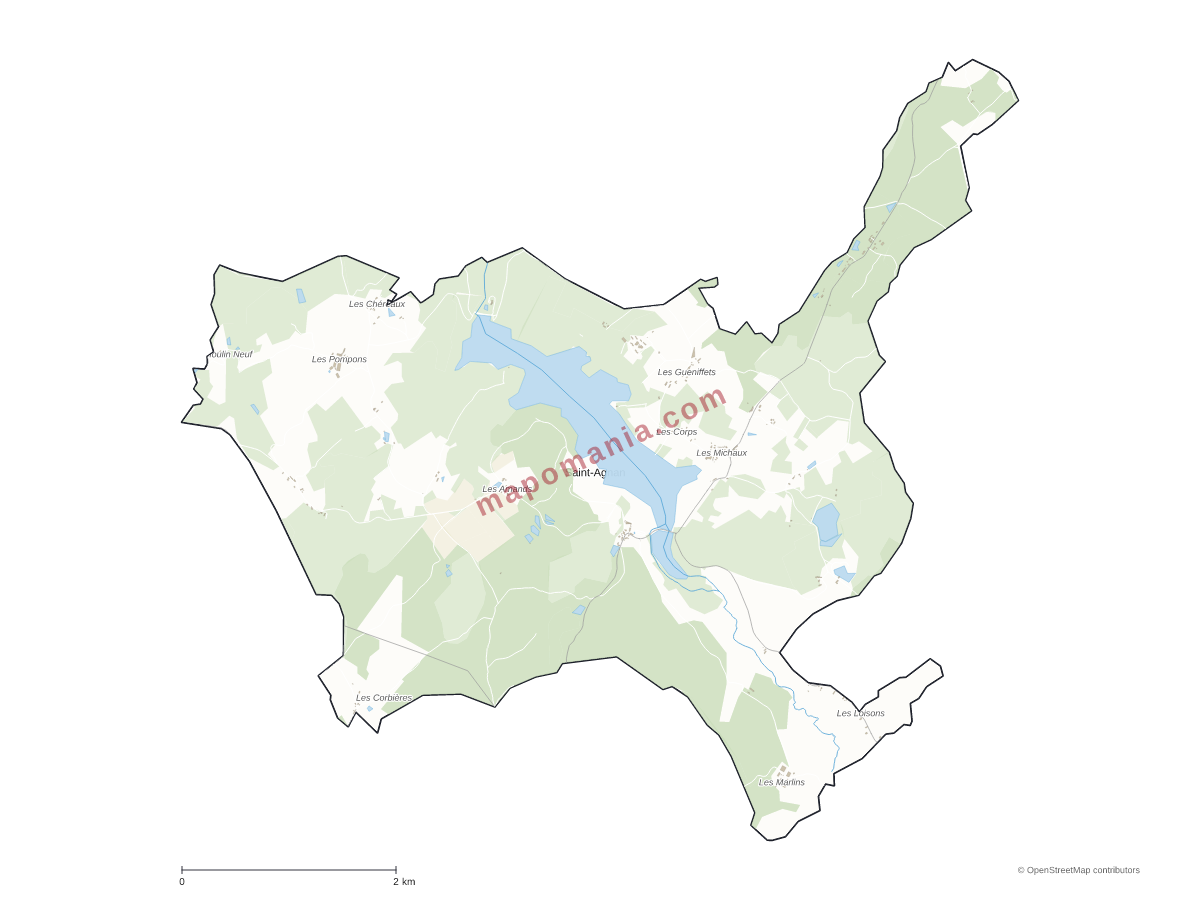 Carte de Saint-Agnan-en-Morvan à personnaliser
